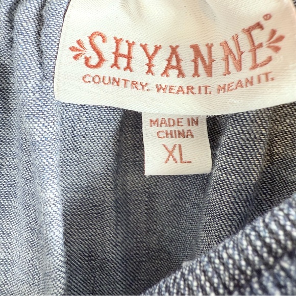 Shyanne‎ Denim Dress With Embroidery Details And Fringe Trim Size XL - Picture 7 of 9